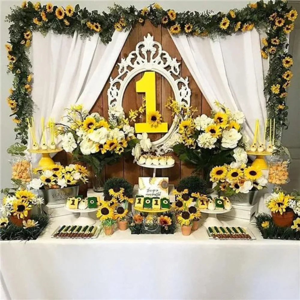 4 Pack Artificial Sunflower Garland Decor Sunflower Vine Hanging Flowers Garland